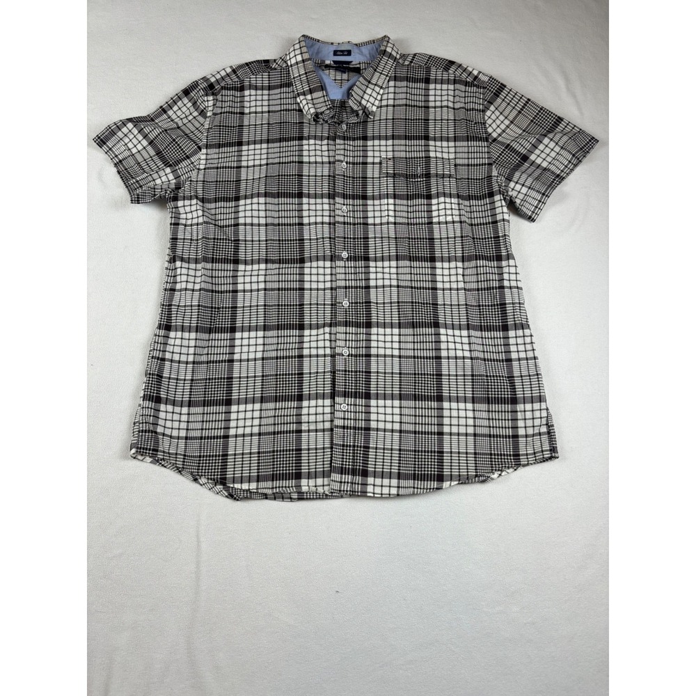 Tommy Hilfiger Slim Fit Shirt Mens XXL Plaid Short Sleeve Button Down‎